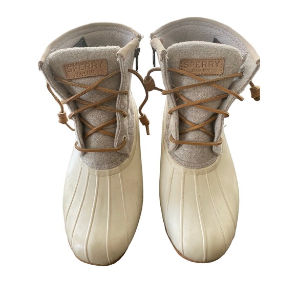 Sperry Women's Size 8 Waterproof Rubber Boots Thinsulate Cream Tan Size Zip - Picture 2 of 10